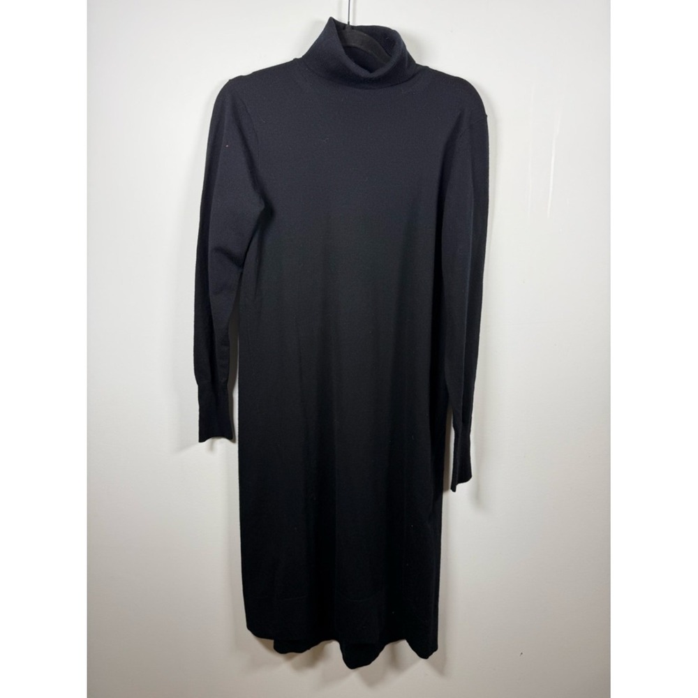 JIL SANDER X UNIQLO | Knit Wool Blend Black Turtleneck Dress Size M